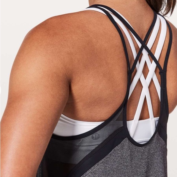 LULULEMON Run Off Route Tank Top - Heathered Black/Black - Size 4 - PRISTINE - Picture 2 of 4